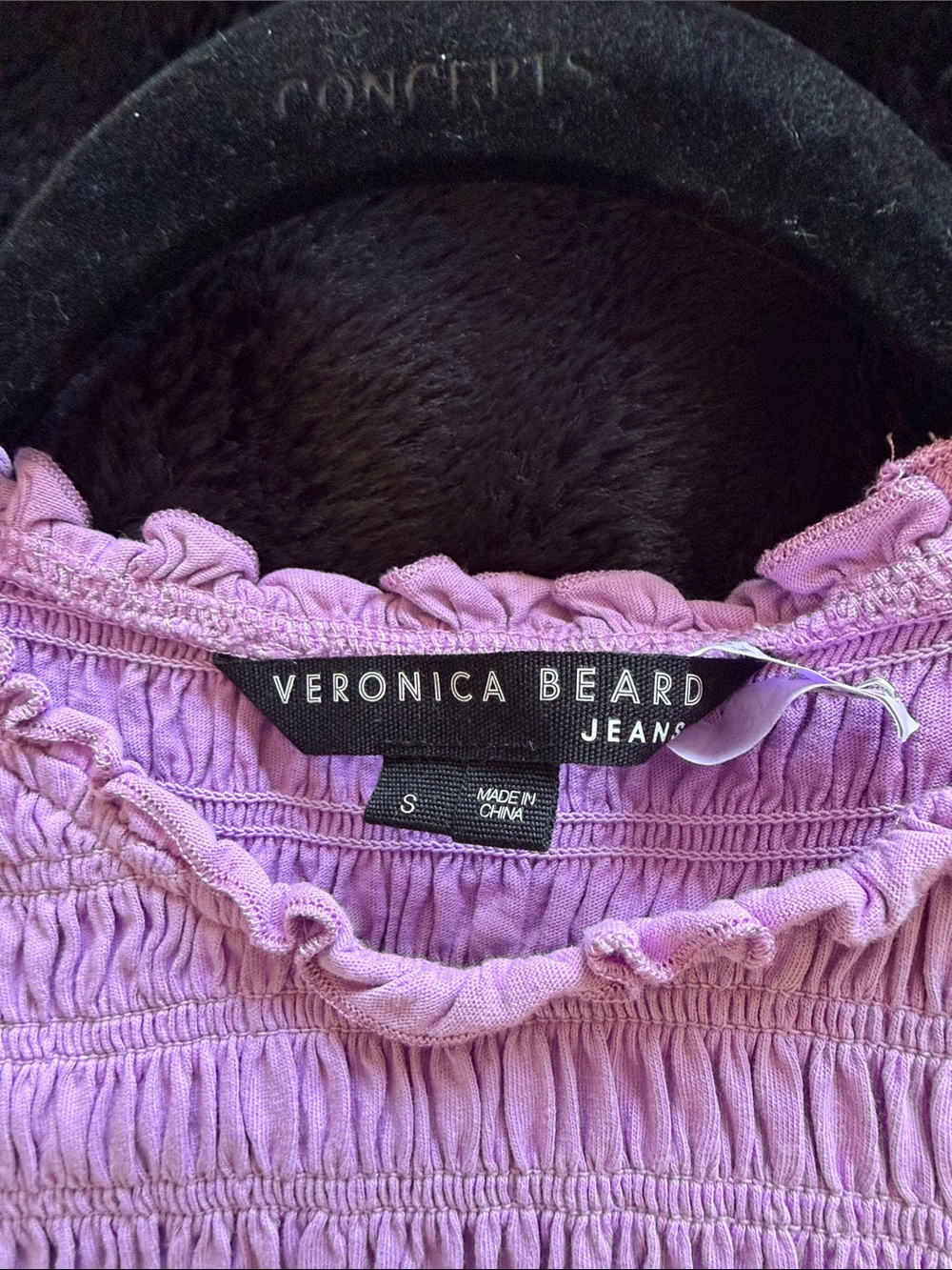 Veronica Beard Lavender Smocked Puff-Sleeve Top - Picture 2 of 2